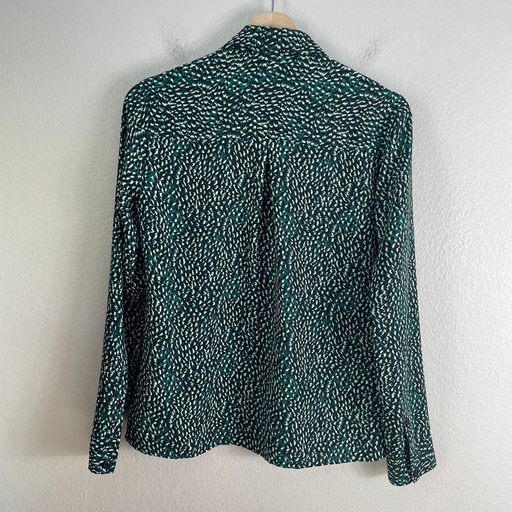 Express Portofino Shirt Womens XS Green Black Abstract Pebble‎ Print Button Up - Picture 6 of 7